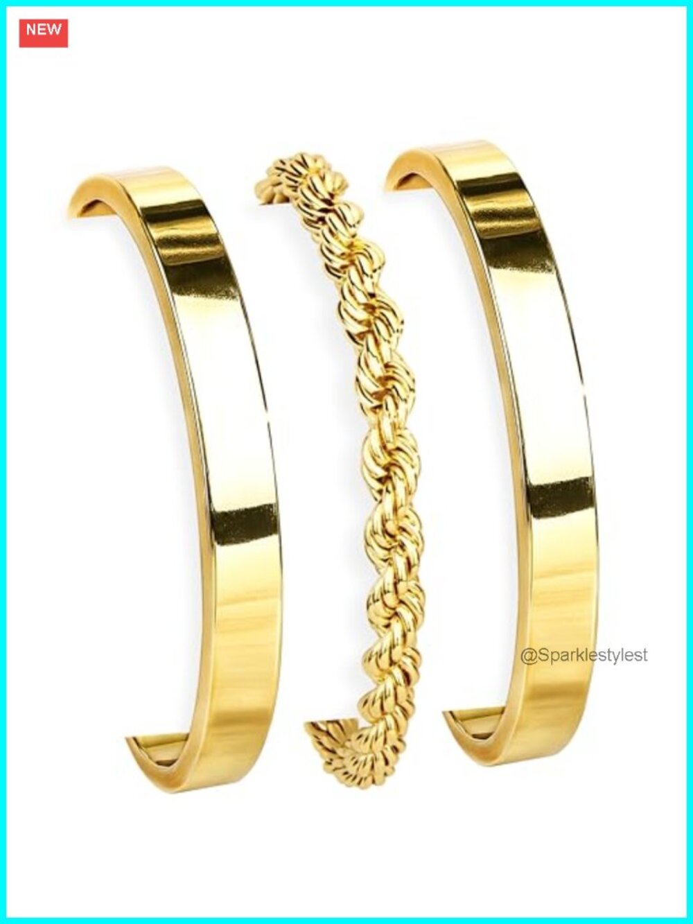 14K Gold Plated Dainty Stackable Bangle Bracelets Set Adjustable